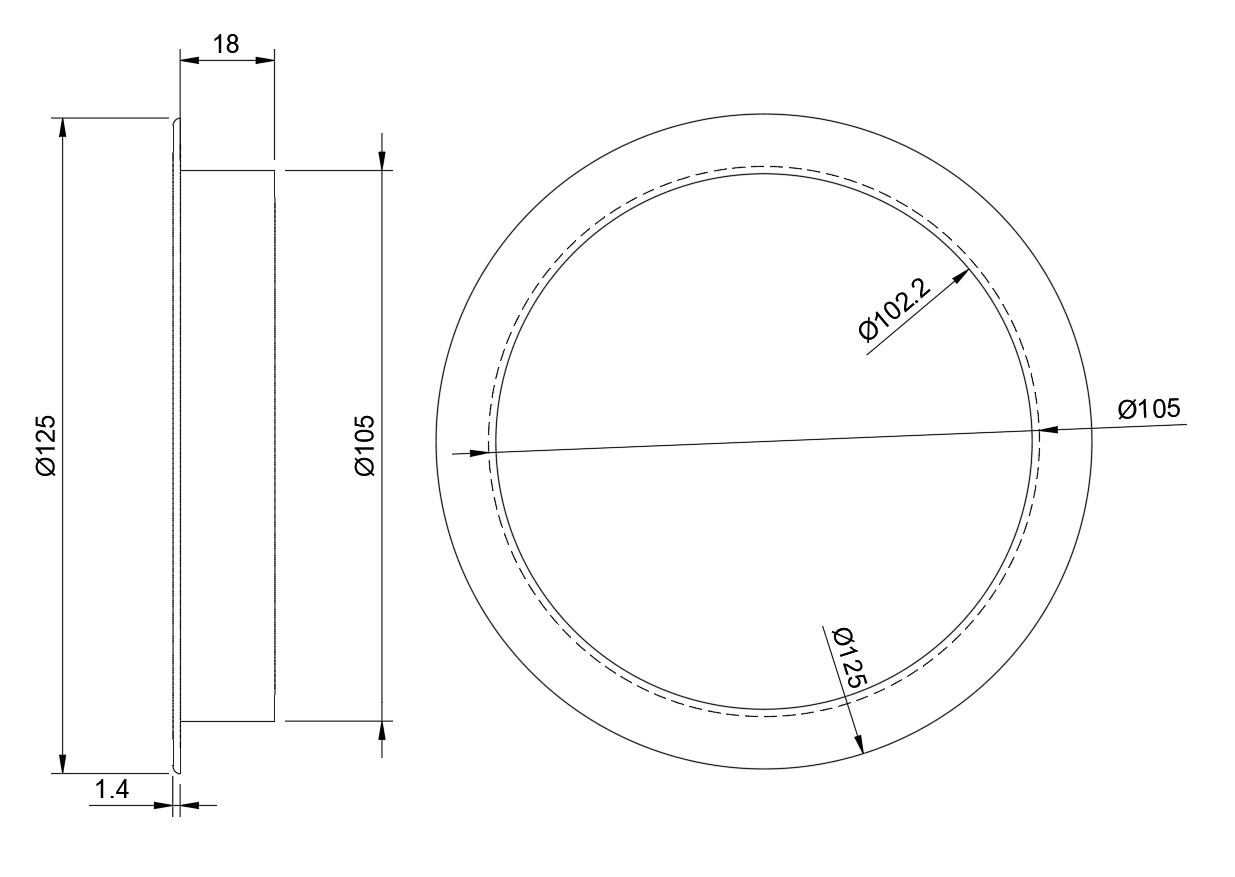 Rozeta maskująca 105 mm - rysunek techniczny i wymiary